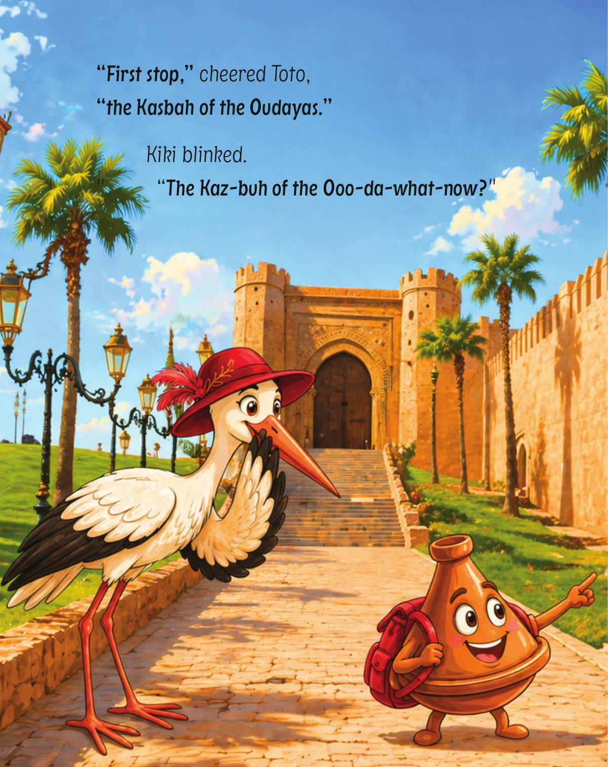 Toto and Kiki at the Kasbah of the Oudayas.